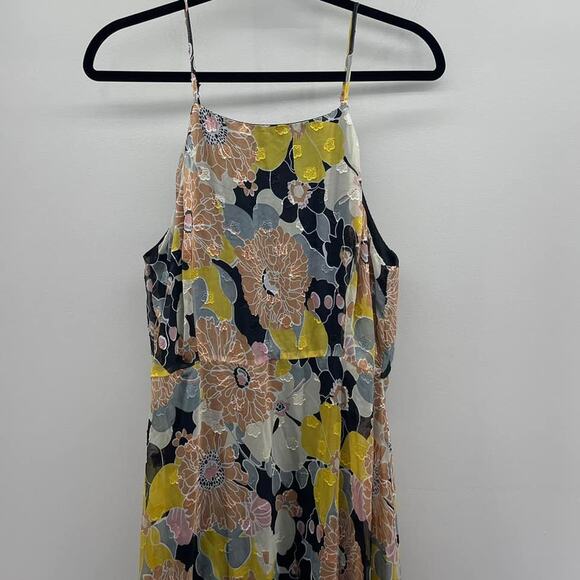 Lulus Wonderful Memories Black Yellow Floral Jacquard Flowy Tiered Midi Dress‎ - Picture 5 of 8